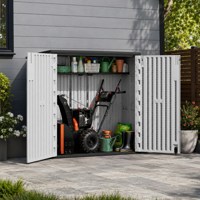 Armoire de rangement extérieure horizontale résistante aux intempéries de 278 gallons avec panneaux multiparois