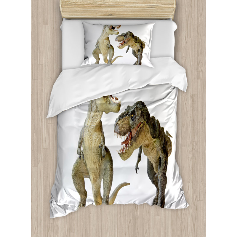 Ensemble de housse de couette dinosaure, Housse de couette simple + 1 taie décorative stan