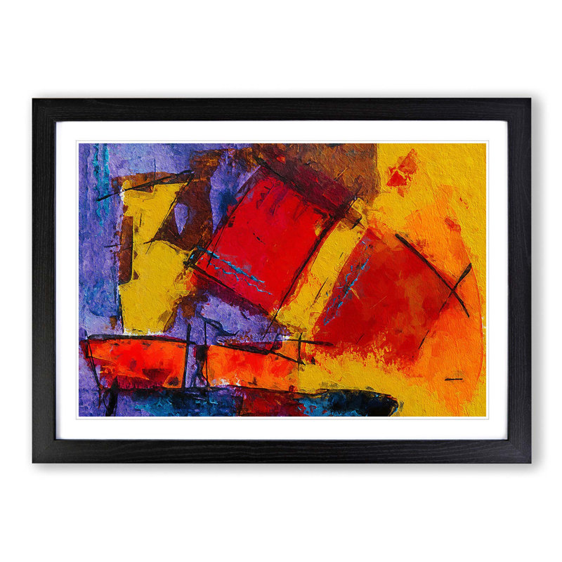 Abstract Vol.387 by S.Johnson - Single Picture Frame Painting, 24cm H x 33cm W x 2cm D, Black Framed