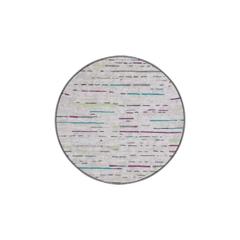 Machine Washable Gray Area Rug, Round 6'