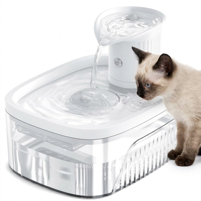 Fontaine à eau sans fil grande capacité (85 oz/2,5 L) pour chats.