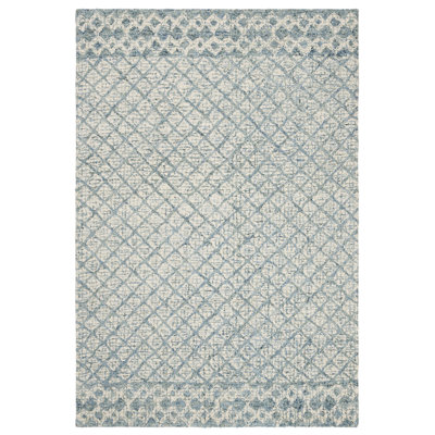 Tapis bleu en laine touffeté à la main Costin