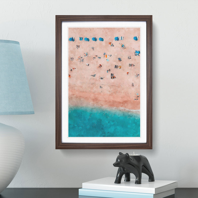 Sunbathing on South Beach Miami - Picture Frame Graphic Art Print, Walnut Framed, 63cm H x 45cm W x 2cm D