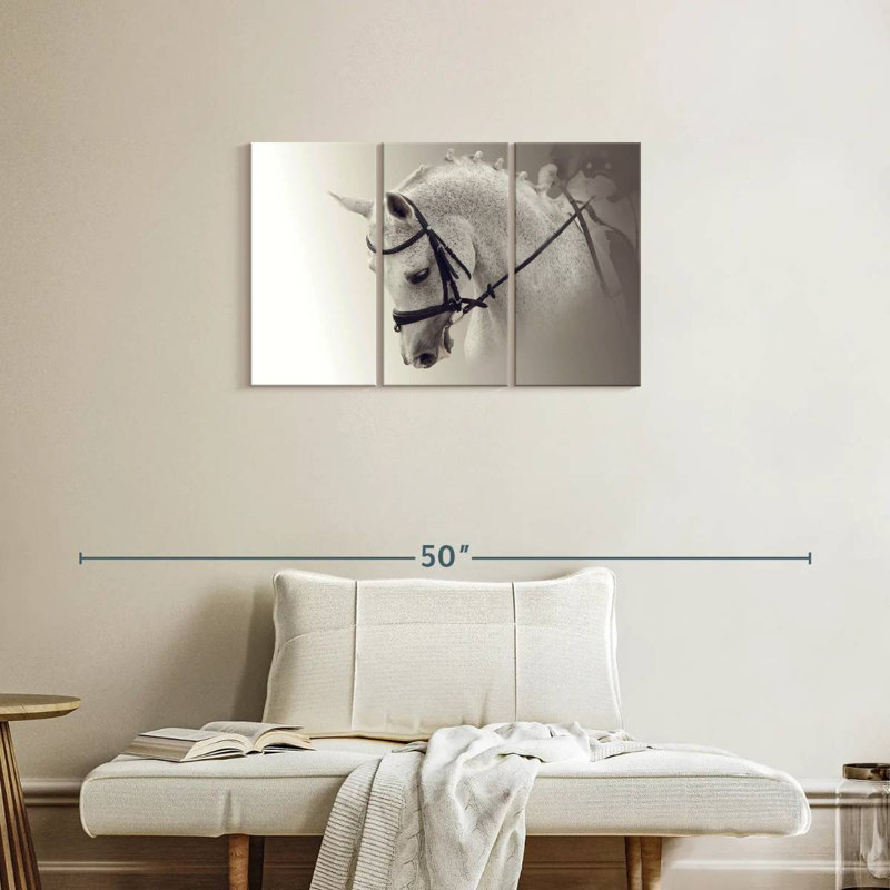 White Dressage Horse, 20" H x 33" W