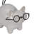 6" Ceramic Kitten with Glasses Figurine, Contemporary White and Black Standing Cat Decorative Accent