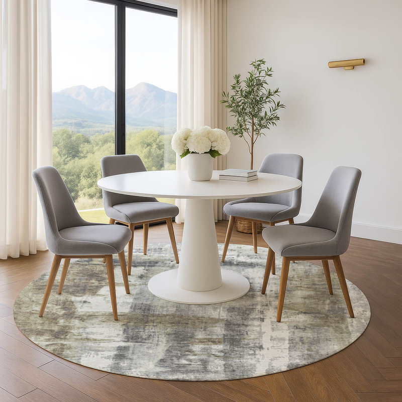 Premium Machine Washable Mouton Abstract Rug, Round 8'