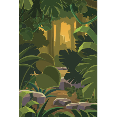 Cartoon Forest Jungle by Nanashiro - Wrapped Canvas Print
