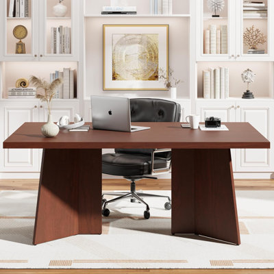 Dining Table for 6-8 People - 63" Modern Long Kitchen Table with Large Tabletop & Heavy Duty Pedestal Legs, Dinner Table for Kitchen, Conference Room, Home