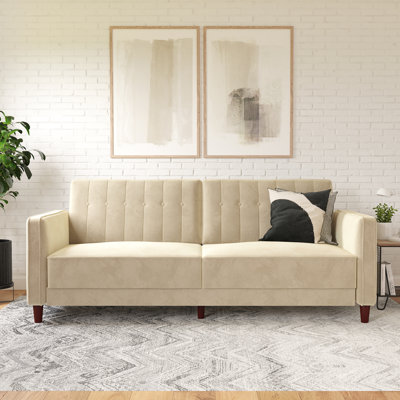 Perdue 81.5" Velvet Square Arm Convertible Sofa by Mercury Row