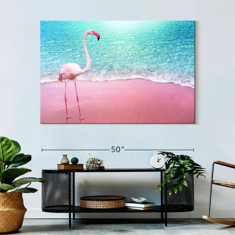 Flamant rose plage Brampt, H 34 po x l 51 po