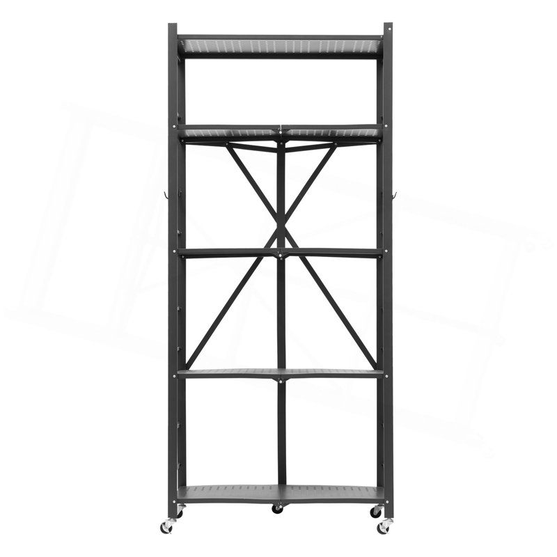Étagère de rangement pliante avec roulettes 5 niveaux