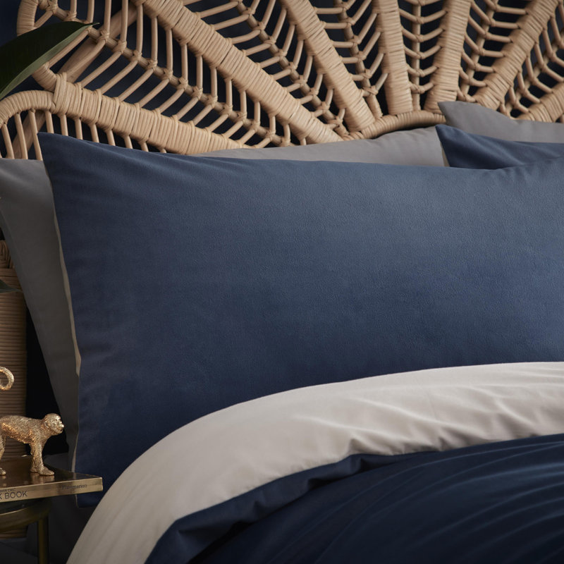Tate Polyester Solid Colour Duvet Cover Set with Pillowcases, Ink Blue, Single Duvet Cover + 1 Standard Pillowcase