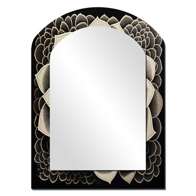 Minimal Succulent In Black And White I - Succulent Arch Unique Wall Mirror, Traditional Asymmetrical Mirror, Printed Metal Art