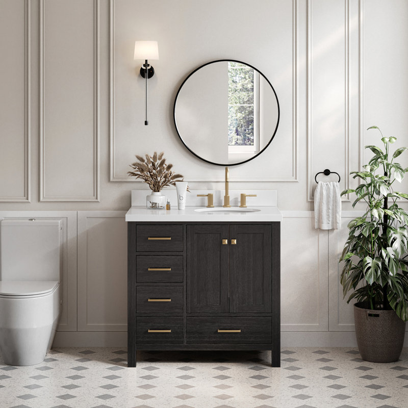 Ensemble de meuble-lavabo simple 37 po Amariani, Chêne noir