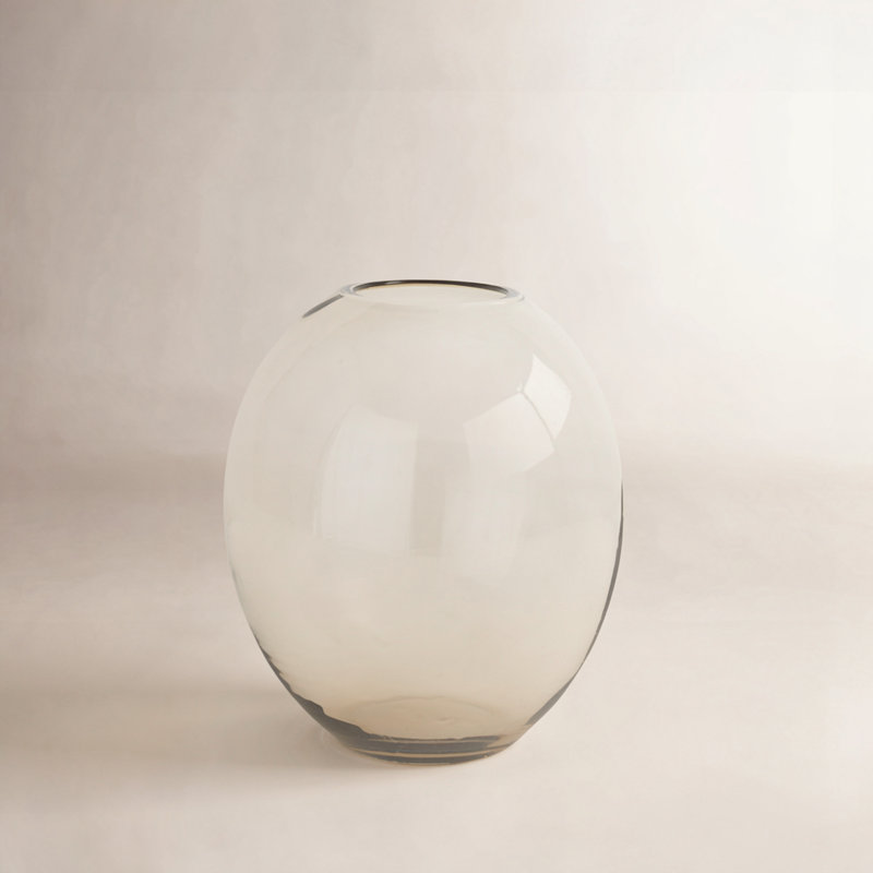 Aurora Handmade Glass Table Vase, Smoke, 6" H x 6" W x 6" D