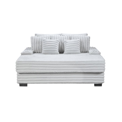 Symphony 67"W Corduroy Oversized Sofa Chaise Lounge Chair With Cupholders And Usb Charging Port by Everly Quinn