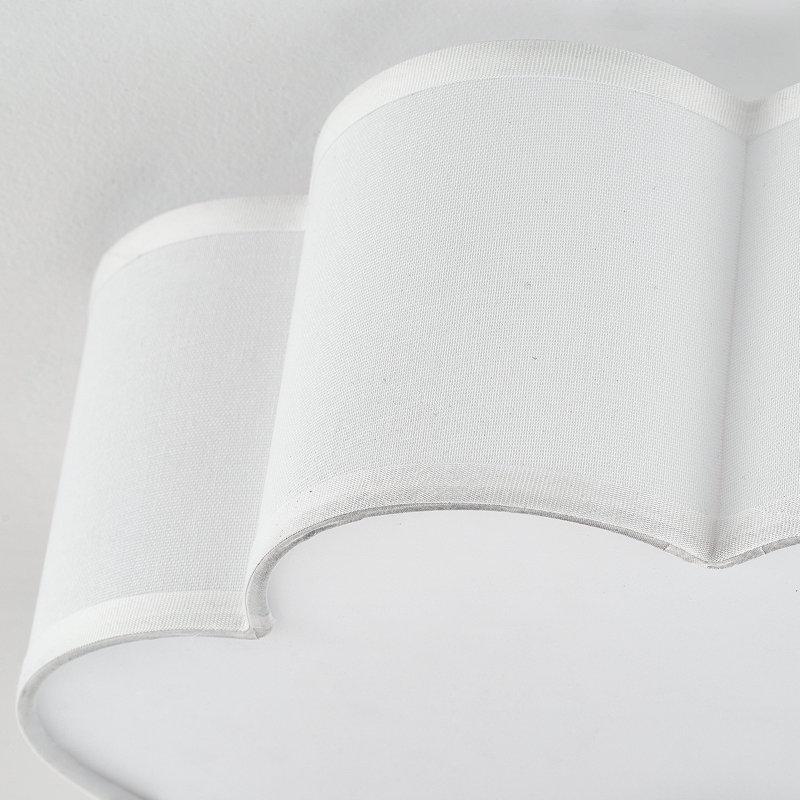 3-light Modern Drum Linen Semi Flush Mount Ceiling Light, White, 6" H x 17.7" W x 17.7" D