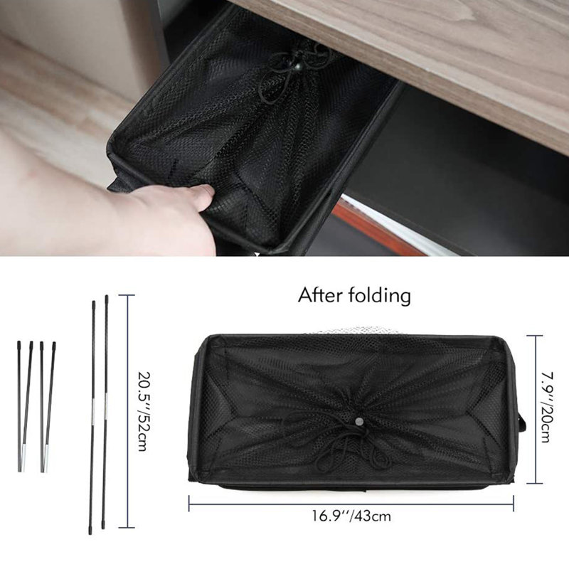 Rolling Laundry Hamper with Handles, Black, 22.8 H" x 15.4 W" x 7.3 D"