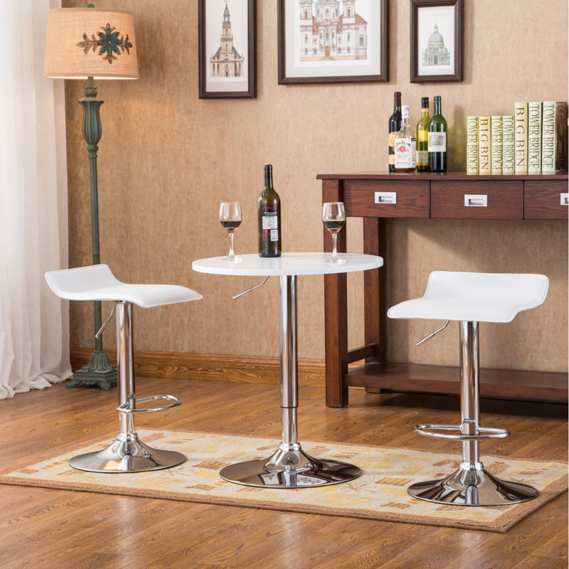 Ensemble de table de bar à hauteur réglable en bois et en métal et 2 tabourets pivotants réglables