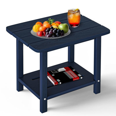 Adirondack Square Side Table - 18.4" HDPE Outdoor End Table - Weatherproof, Rustproof & Low Maintenance For Patio, Deck, Pool, Or Indoor Use