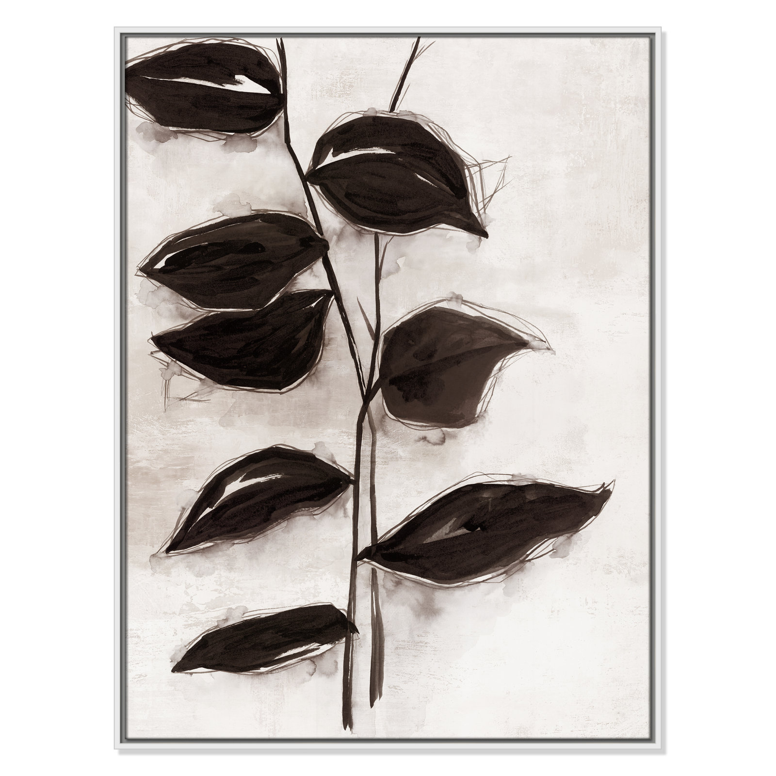 Leaves I by Eva Watts, 41.5" H x 31.5" W x 2" D, White Framed