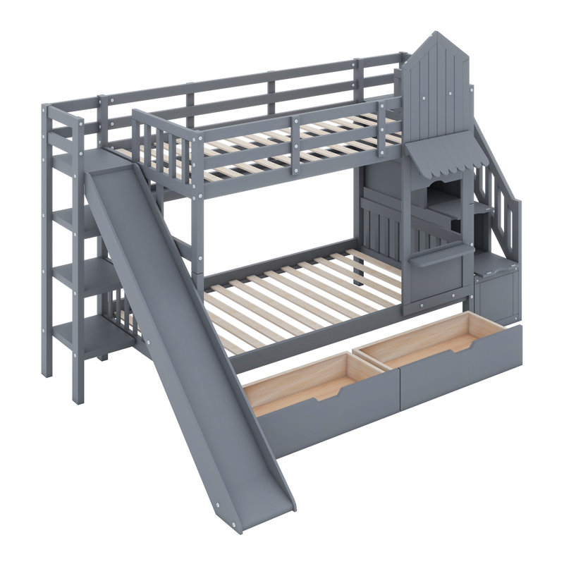 Janal Kids Twin-Over-Twin Bunk Bed with Drawers