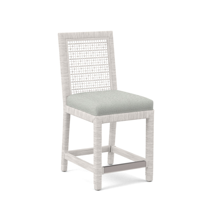 Tabouret de comptoir 24 po Scotia Glinda, Blanc antique givré, Vanille Crypton Performance; 0822-91