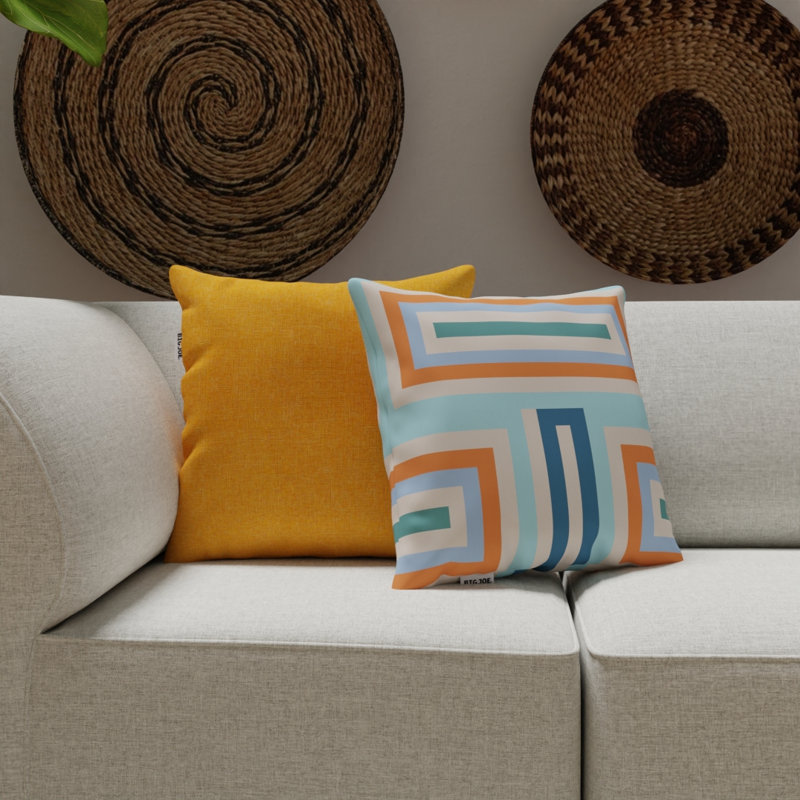 Geometric Reversible Throw Pillow, Mustard