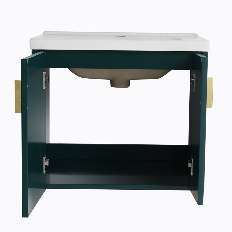 Meuble-lavabo simple 23,8 po avec plateau en céramique Foerer, Vert