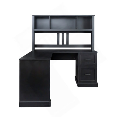 Bureau d'ordinateur à domicile avec huche, finition noire antique