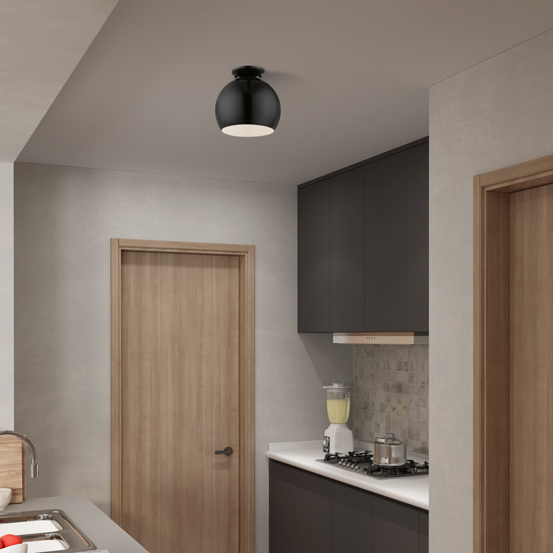 Plafonnier semi-encastré 1 lumière 10 po Fez, Noir brillant