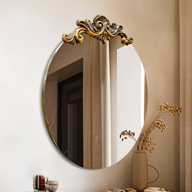 Miroir mural rond baroque rétro, 29,33 po x 27,56 po