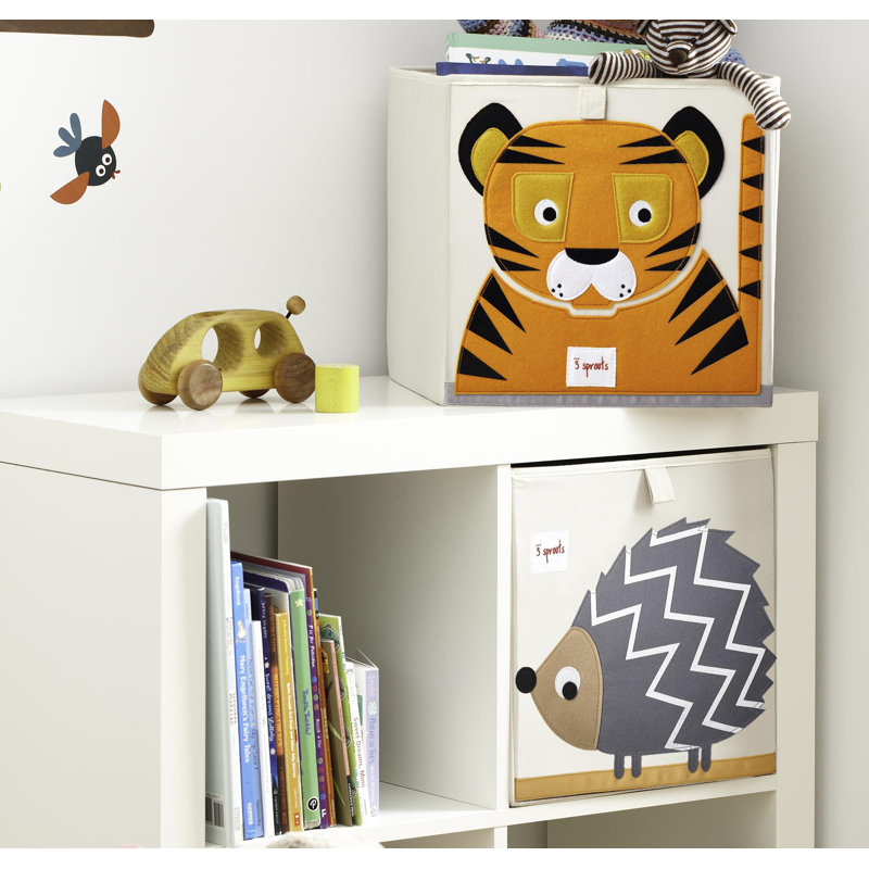 3 Sprouts - Toy Storage Cube for Baby and Kids - Tiger