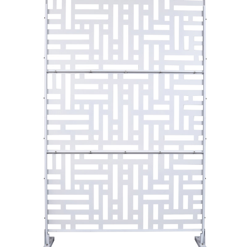 Paravent d'extérieur en métal 76 po x 48 po - Blanc pour patio, balcon, terrasse et balcon autoportant, Blanc