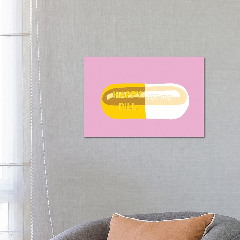 Happy Pill Pink - Wrapped Canvas Print, 66.04 cm H x 45.72 cm W x 3.175 cm D