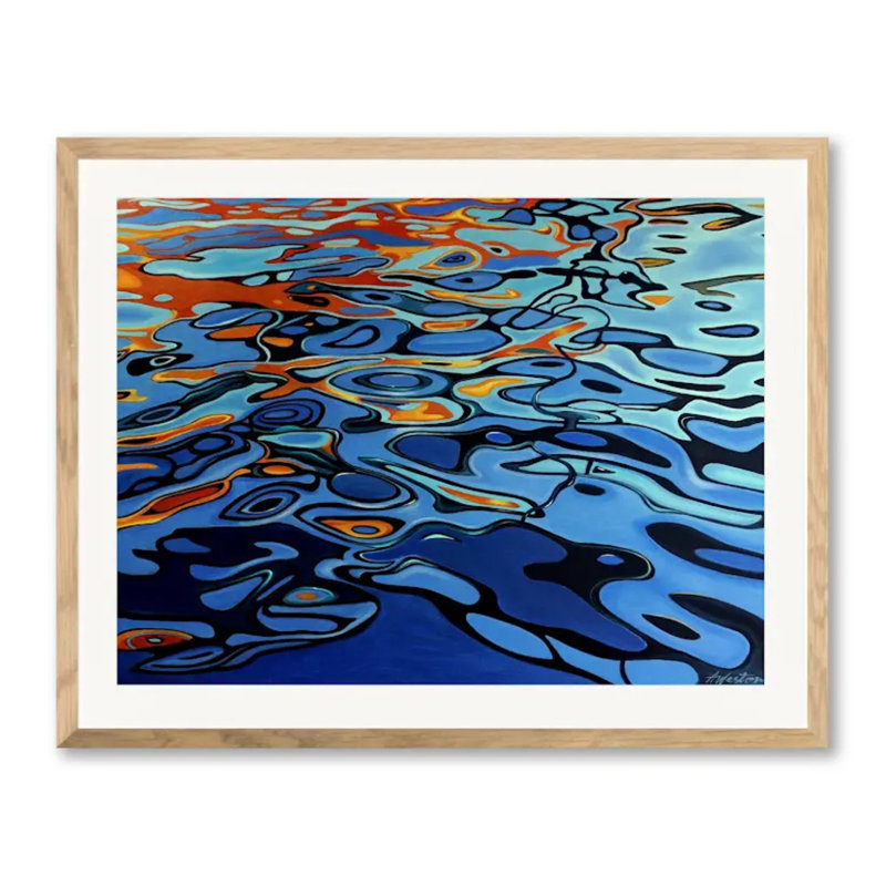 Ripples And Reflections#2 Falmouth Print by Alan Weston, Natural Single Picture Framed Paper, White, 18" H x 22" W
