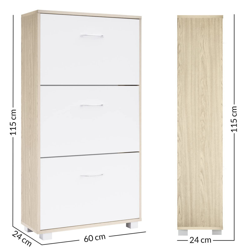 18 Pair Shoe Storage Cabinet, White/Beige