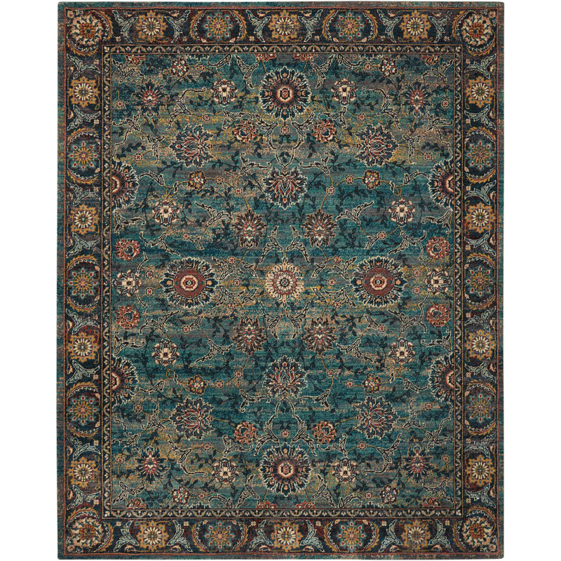 Tapis bleu d'inspiration persane Tonita, Rectangle 4 pi x 6 pi