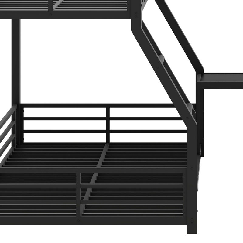 Lit superposé en L avec lit mezzanine, glissade et ports USB, Lit superposé simple/double/simple