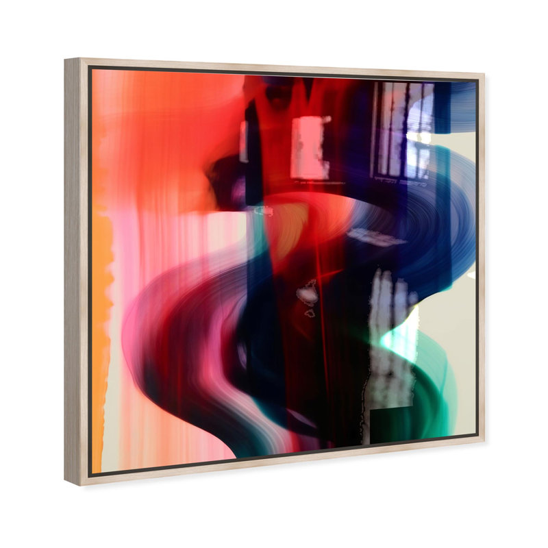 Oliver Gal Inked II Abstract - Hand-Applied Glass Coat Framed Canvas Art, Black, 24" H x 24" W