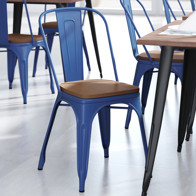Chaise empilable Calliah, Teck, Bleu