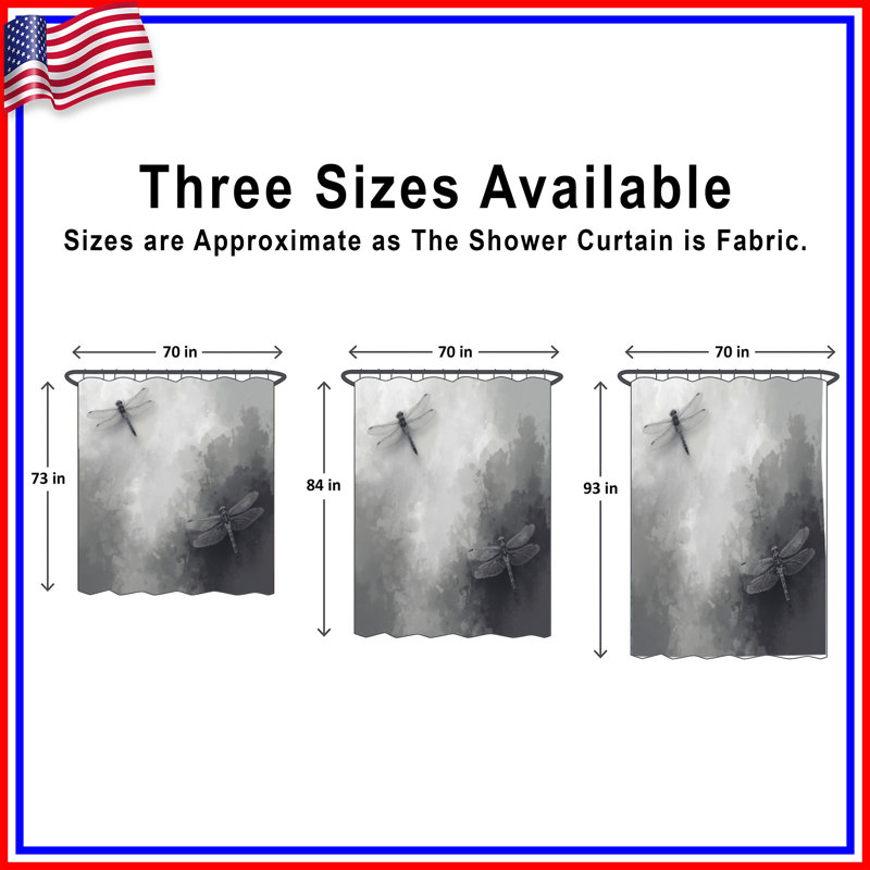 Rideau de douche libellule gris extra long, 70in W x 84in H