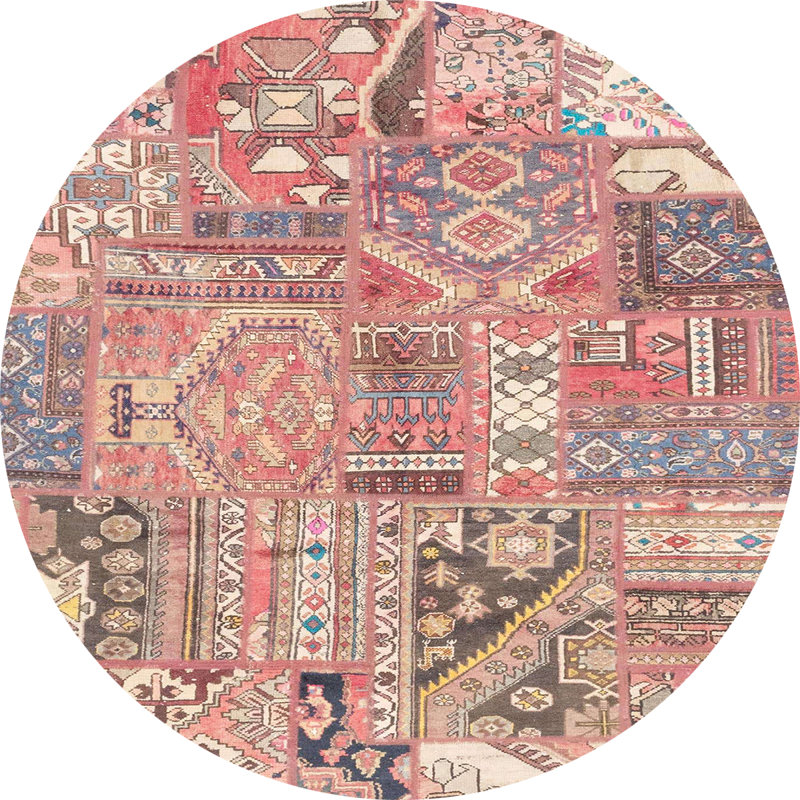 Tapis décoratif multicolore à motif abstrait, Rond 5 pi