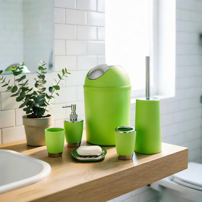 Ensemble d'accessoires de salle de bain Chrysanthi, vert, 6 pièces
