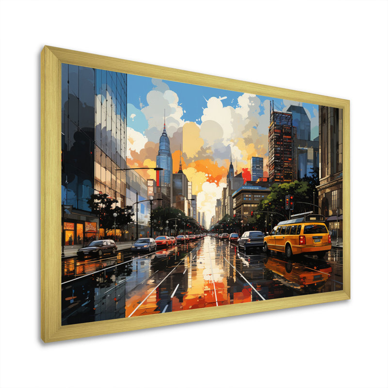 City Atlanta Popart II sur toile, Cadre doré à une seule photo, H 30 po x l 40 po x P 1,5 po