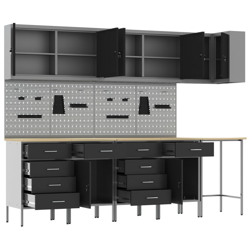 Set Of 11 Black Steel Medium Height-Adjustable