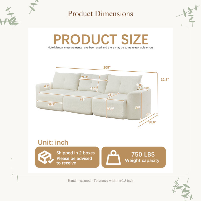 Canapé en chenille Cloud-Like avec dossier ergonomique, Chenille beige