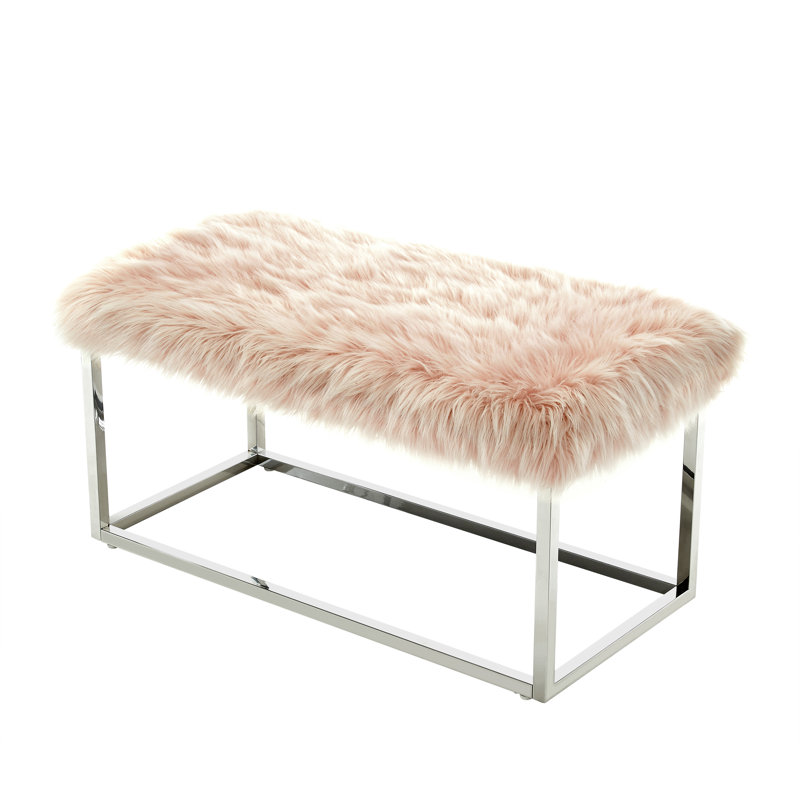 Banc de repose-pieds Renoir, Chrome, Rose