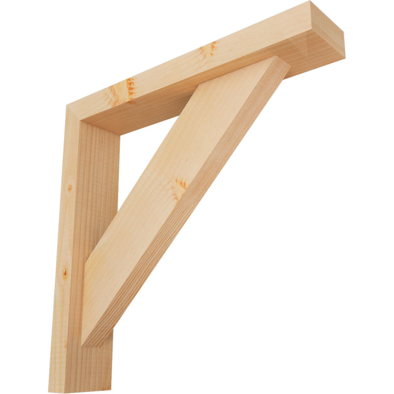 Traditional Block Bracket w/ Offset Brace, 18 x 18, 3 1/2"W Douglas Fir (Smooth)