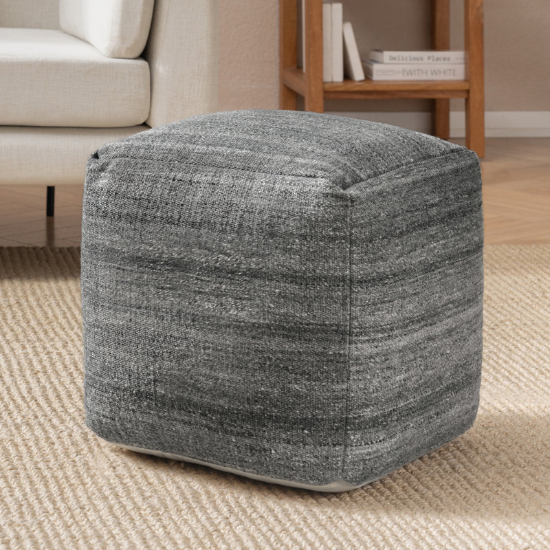 Repose-pieds rembourré gris foncé 18 'Harbor, Dark Grey Crossweave